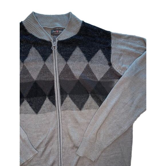 David Taylor Collection Full Zip Men’s Sweater Medium Black Gray 100% Acrylic - Picture 2 of 3